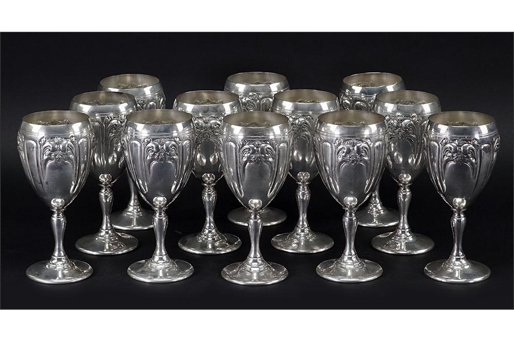 A Set of Twelve Fisher Sterling Silver Goblets. (1 of 1)