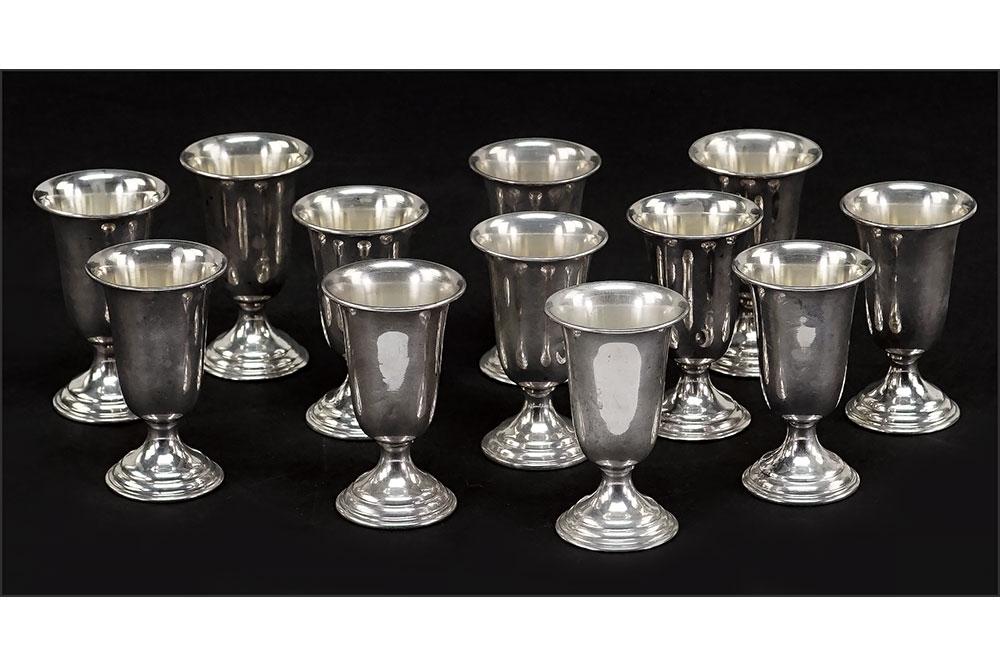 A Set of Twelve American Sterling Silver Cordials (1 of 1)
