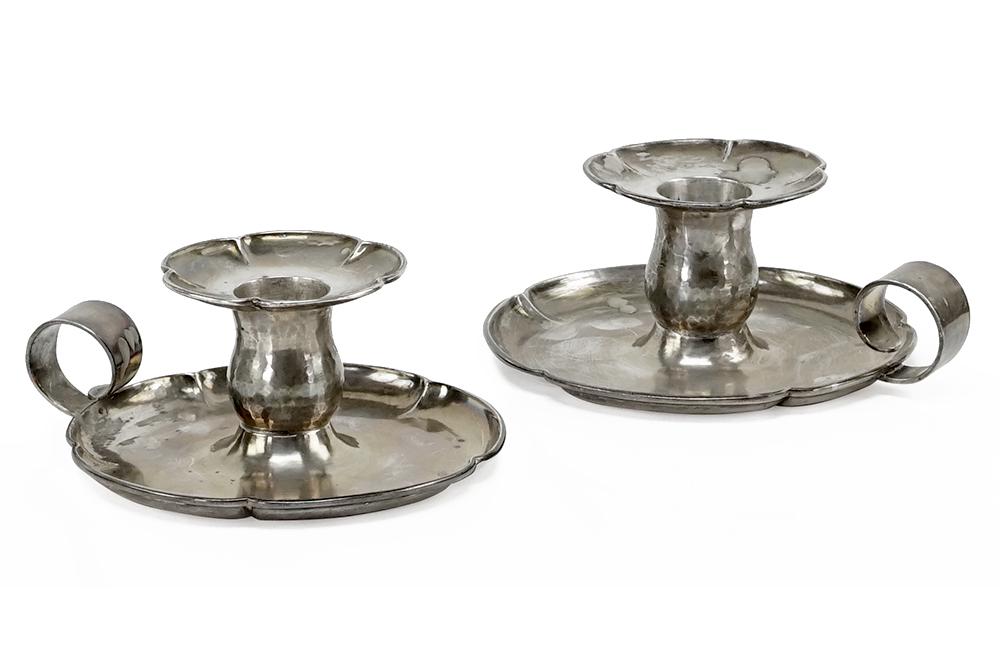 A Pair of Kalo Sterling Silver Low Candlesticks. (1 of 6)