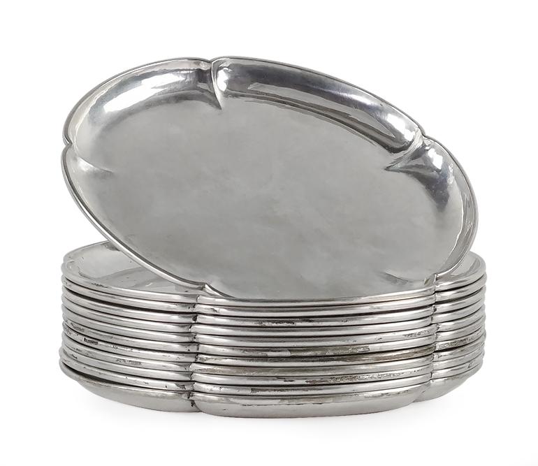 A Set of Twelve Kalo Sterling Silver Plates. (1 of 1)