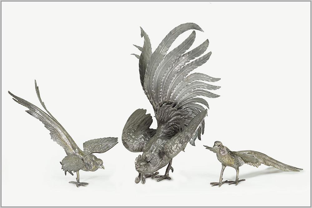 A Pair of Silverplate Table Pheasants. (1 of 7)
