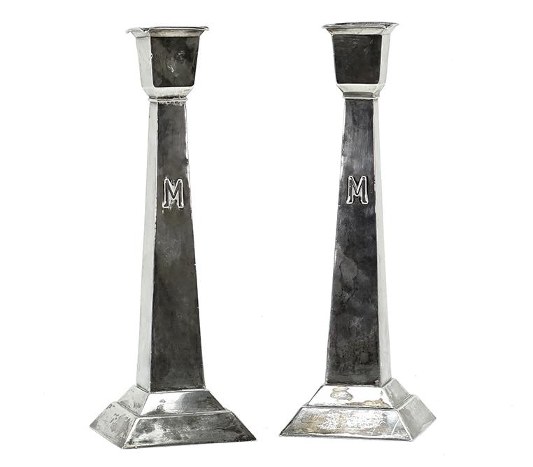 A Pair of Kalo Sterling Silver Candlesticks. (1 of 8)