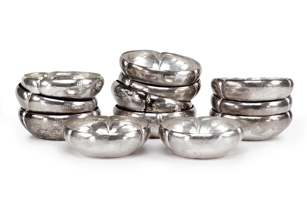 A Set of Twelve Kalo Sterling Silver Salt Dishes. (1 of 1)