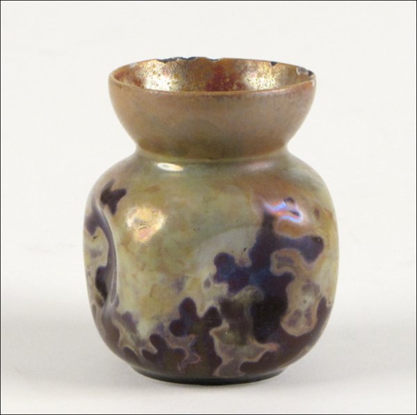 CLEMENT MASSIER ART NOUVEAU IRRIDESCENT GLAZED CERAMIC : CLEMENT MASSIER ART NOUVEAU IRRIDESCENT GLAZED CERAMIC VASE. c. 1890's Height: 2.25"