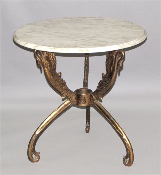 NEOCLASSICAL STYLE GILT BRONZE AND MARBLE TOP O