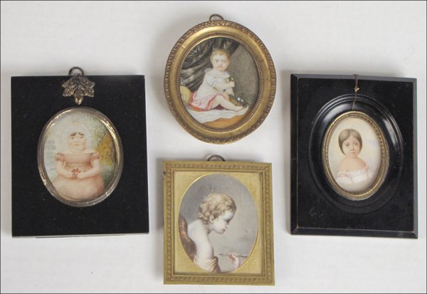 FOUR VICTORIAN PORTRAIT MINIATURES.