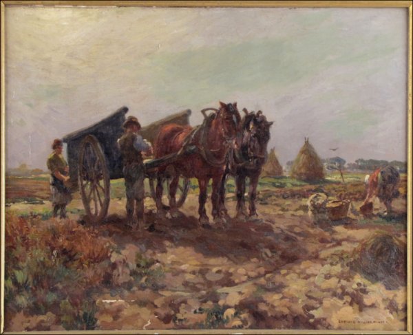 LUDWIG KIEDERICH (19TH CENTURY) HORSES IN THE F