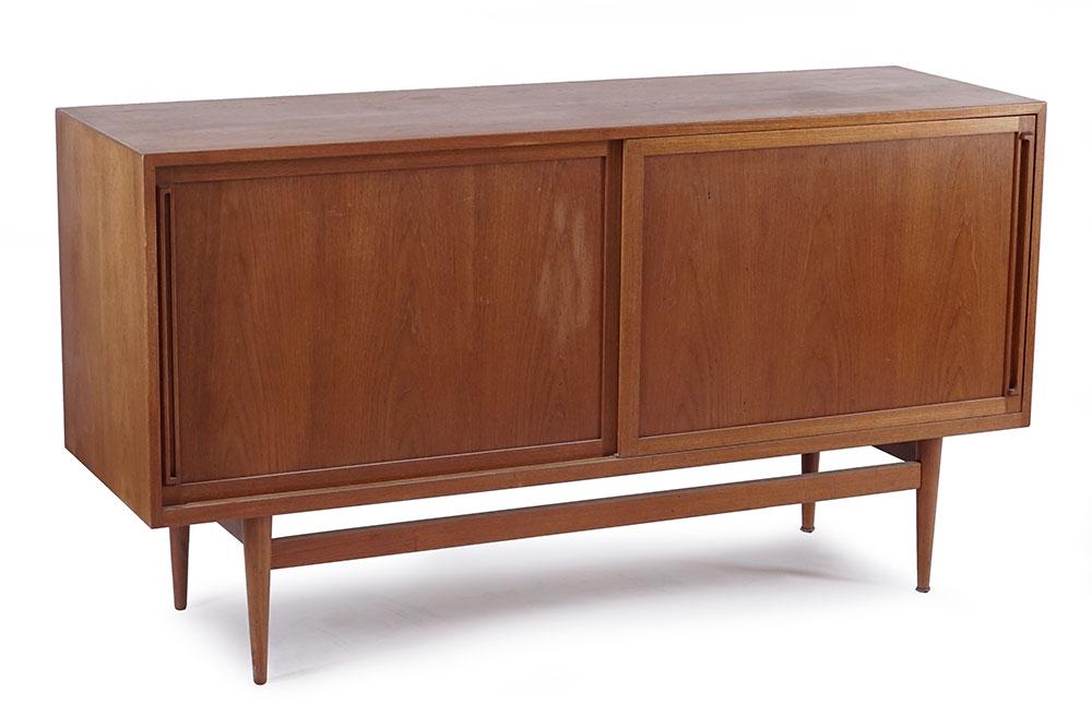 A Teak Credenza.: A Teak Credenza. 34 1/2" x 63" x 19"