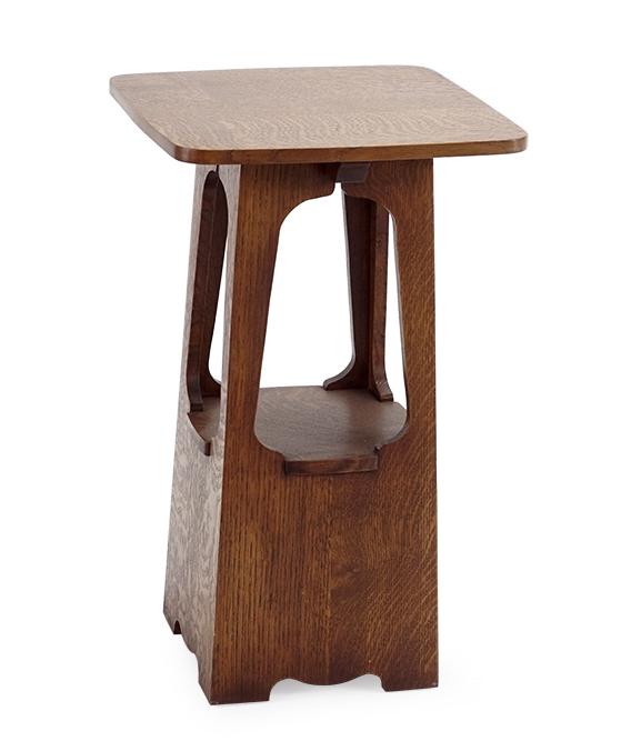 An Arts & Crafts Pagoda Table in the Style of Charles: An Arts & Crafts Pagoda Table in the Style of Charles Limbert. 29 1/2" x 18" x 18"