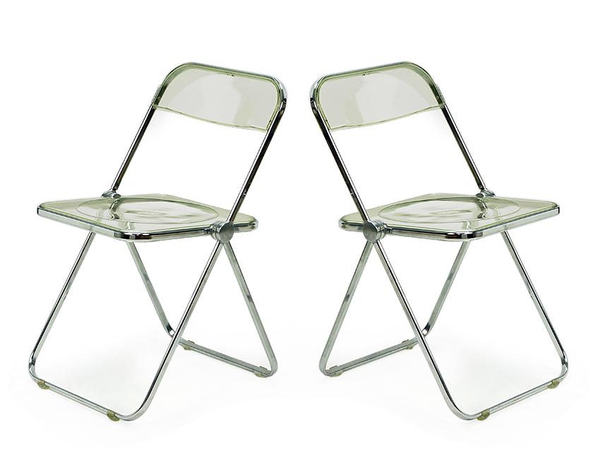 A Set of Eight Castelli Clear Chairs.: A Set of Eight Castelli Clear Chairs. Giancarlo Piretti for Anonima Castelli folding chairs