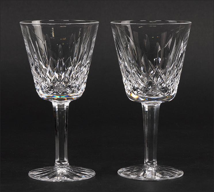 A Set of Thirteen Waterford Crystal Claret Wine Glasses: A Set of Thirteen Waterford Crystal Claret Wine Glasses in the Lismore Pattern. 5 7/8"