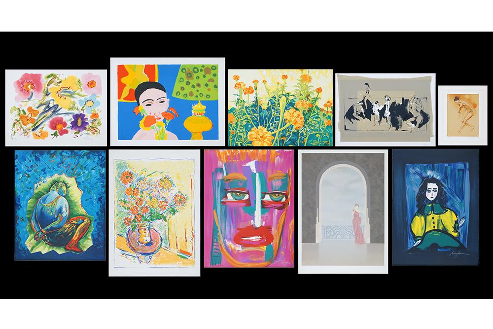 A Collection of Ten Color Lithographs.: A Collection of Ten Color Lithographs. Including John Grillo, Jim Jonson, two by Donna Summer, Annie Retivat, Gino Hollander, Englund, and Sandro Chia's 'Lo Schiavo', all pencil signed and numbered ex