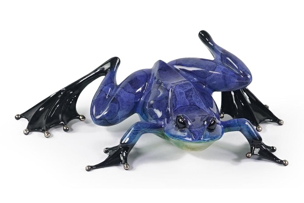 Tim Cotterill (British, B. 1950) Peek-A-Boo.: Tim Cotterill (British, B. 1950) Peek-A-Boo. Polychrome bronze frog. Signed, numbered 866/5000 and dated 03 on the underside 2 3/4" x 8" x 5"