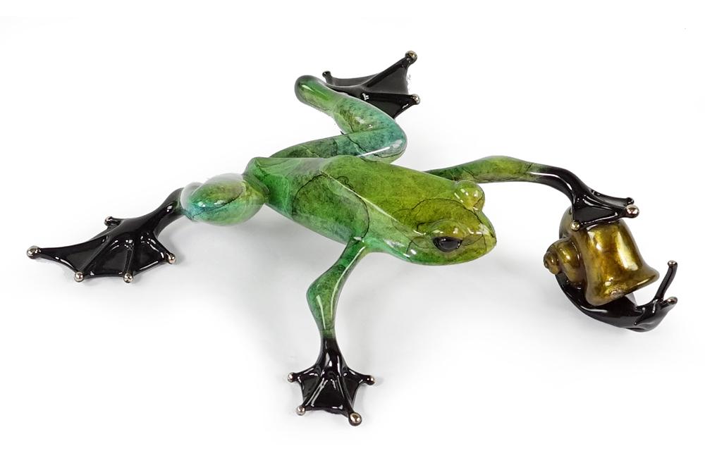Tim Cotterill (British, B. 1950) Grog With Snail.: Tim Cotterill (British, B. 1950) Grog With Snail. Polychrome bronze frog touching a snail. Signed, numbered 53/100 and dated 07 on the underside 2" x 7" x 7 1/2"