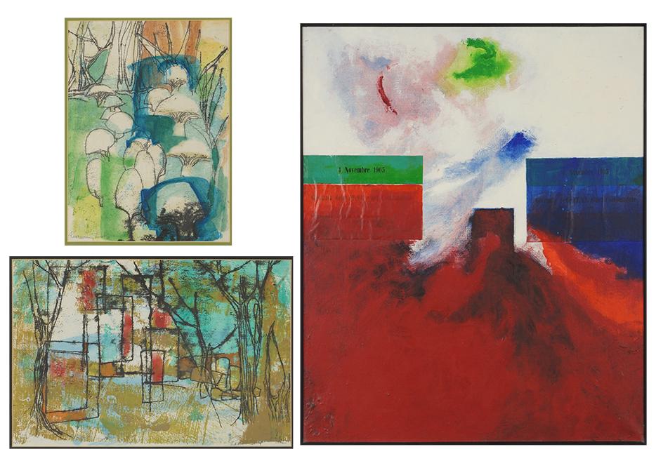 Rosemary Zwick (American, 1925-1995) Two Prints.: Rosemary Zwick (American, 1925-1995) Two Prints. Both are signed in pencil lower right; one is dated 66. Together with an abstract oil on canvas which is signed "Robert Coombs" en verso (canvas: 23 1/
