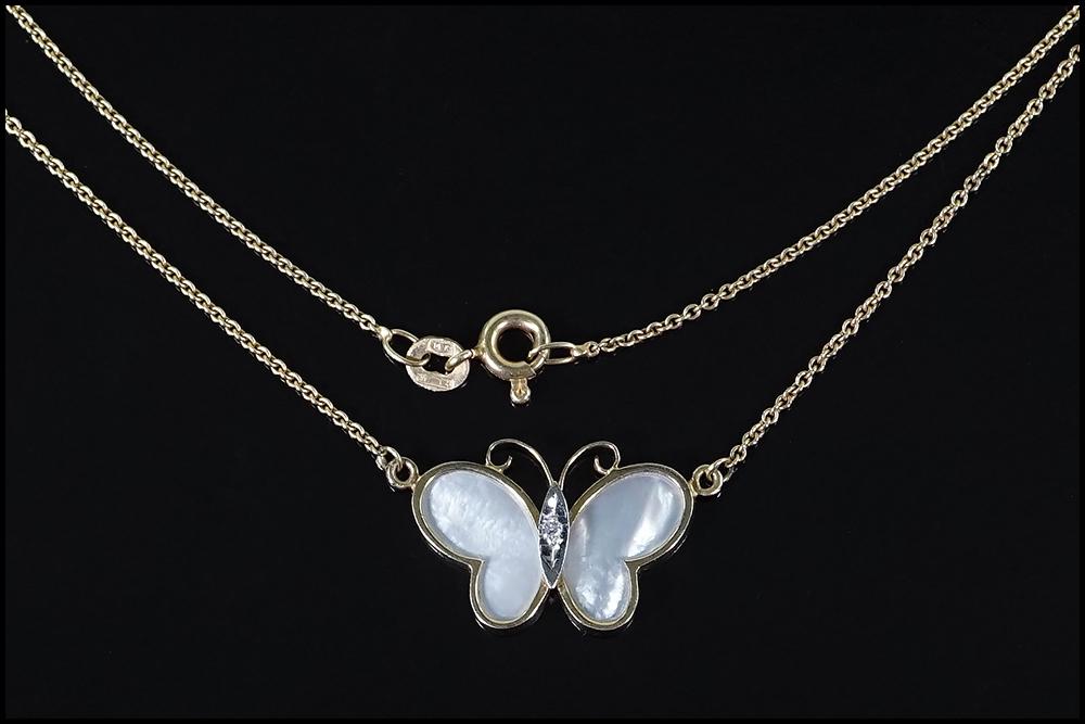 A Mother-of-Pearl Butterfly Necklace. (1 of 1)