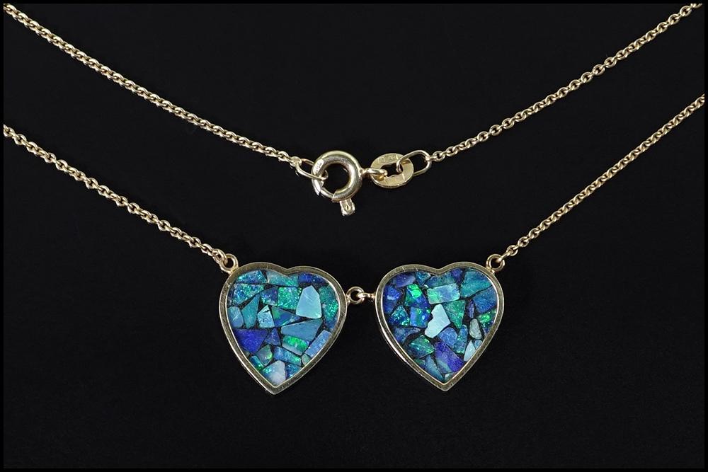 A Mosaic Opal Heart Necklace. (1 of 1)