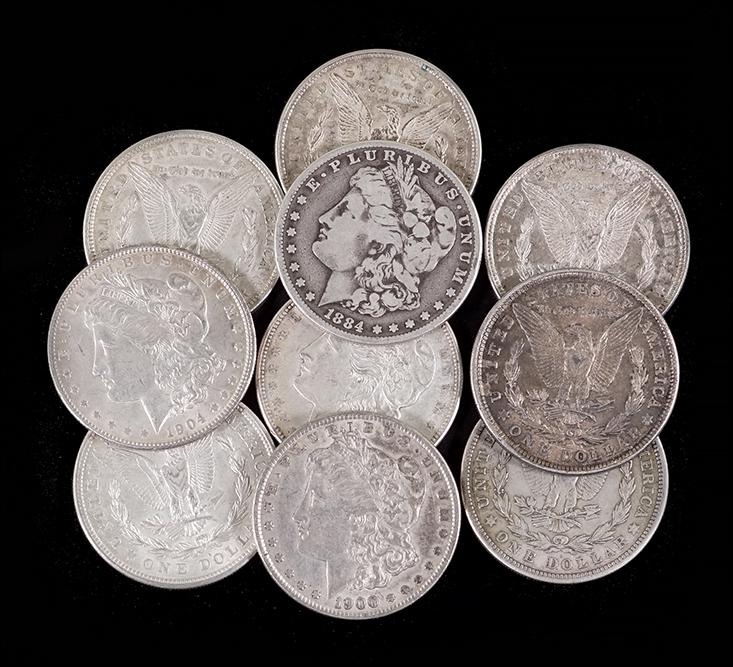 Ten Morgan Silver Dollars. (1 of 1)