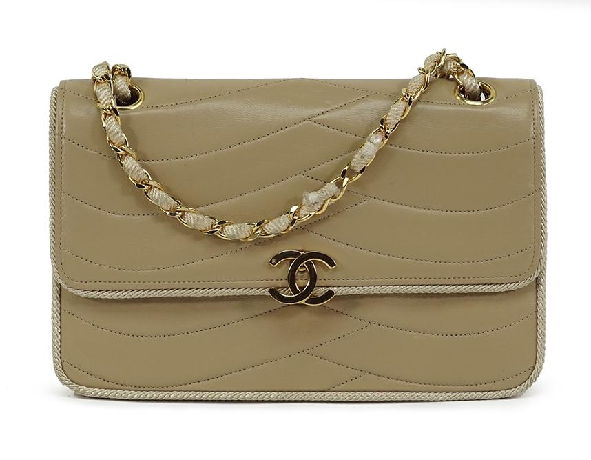 A Chanel Tan Leather Handbag. (1 of 9)