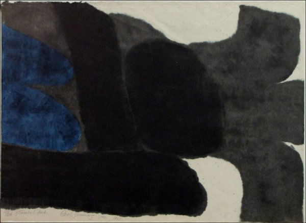 CAROL SUMMERS (AMERICAN, B.1925) STROMBOLI DARK: CAROL SUMMERS (AMERICAN, B.1925) STROMBOLI DARK. Woodcut in colors on thin wove paper. Signed, titled, and dated 1965 in pencil lower left. Edition 98/210. Unframed 21.25" x 29.25"