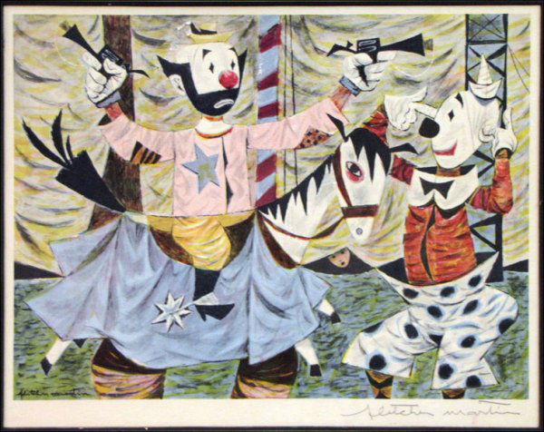 MARTIN FLETCHER (1904-1979) TWO CLOWNS.: MARTIN FLETCHER (1904-1979) TWO CLOWNS. Color lithograph, signed in pencil 12"x15"