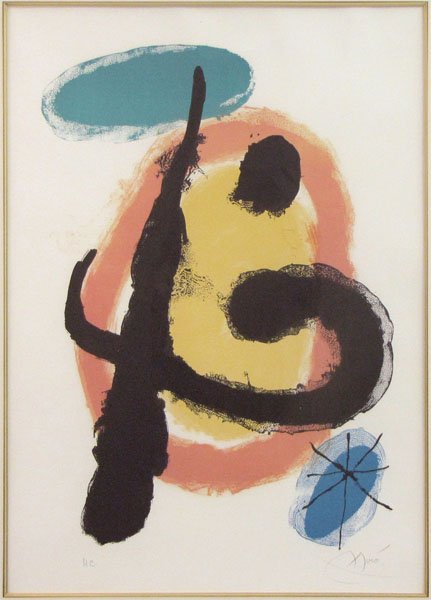 JOAN MIRO COLOR LITHOGRAPH.: JOAN MIRO COLOR LITHOGRAPH. Signed in pencil, H C 28"x20"