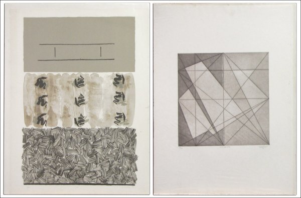 JACK TWORKOV (AMERICAN 1900-1982) L.F.-S.F.-E #: JACK TWORKOV (AMERICAN 1900-1982) L.F.-S.F.-E #4. Color etching, 1979, signed, dated, titled and numbered in pencil in the lower margin, edition 15/100, loose sheet (29.6' x 22"). Together with a cont