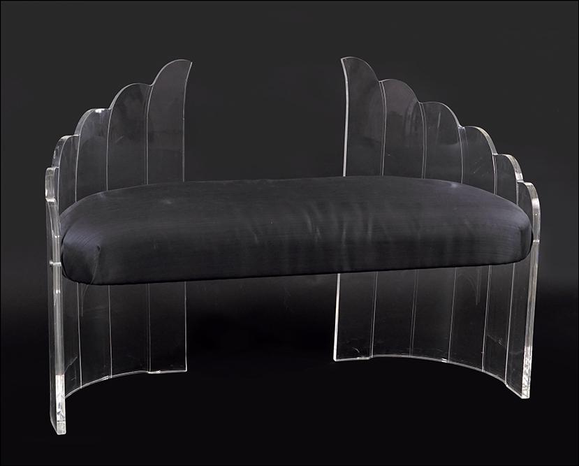 A Charles Hollis Jones Lucite Wing Bench.: A Charles Hollis Jones Lucite Wing Bench. 28 1/2" x 42" x 17"