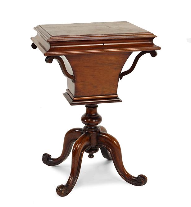 A Carved Mahogany Sewing Table.: A Carved Mahogany Sewing Table. 27 1/2" x 19" x 15"