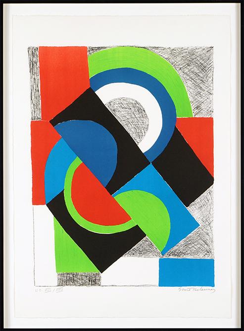 Sonia Delaunay (Russian-French, 1885-1979) Contrepoint.: Sonia Delaunay (Russian-French, 1885-1979) Contrepoint. Color lithograph, 1965, pencil signed lower right and numbered H.C. XVII/XXV 23 3/4" x 18" Frame: 35 3/4" x 27 1/4"