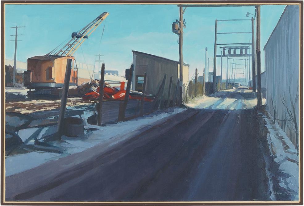 D. Rawn (American, 20th Century) Salvage Yard.: D. Rawn (American, 20th Century) Salvage Yard. Oil on canvas, signed lower right and dated 1978 24" x 36" Frame: 25" x 37"