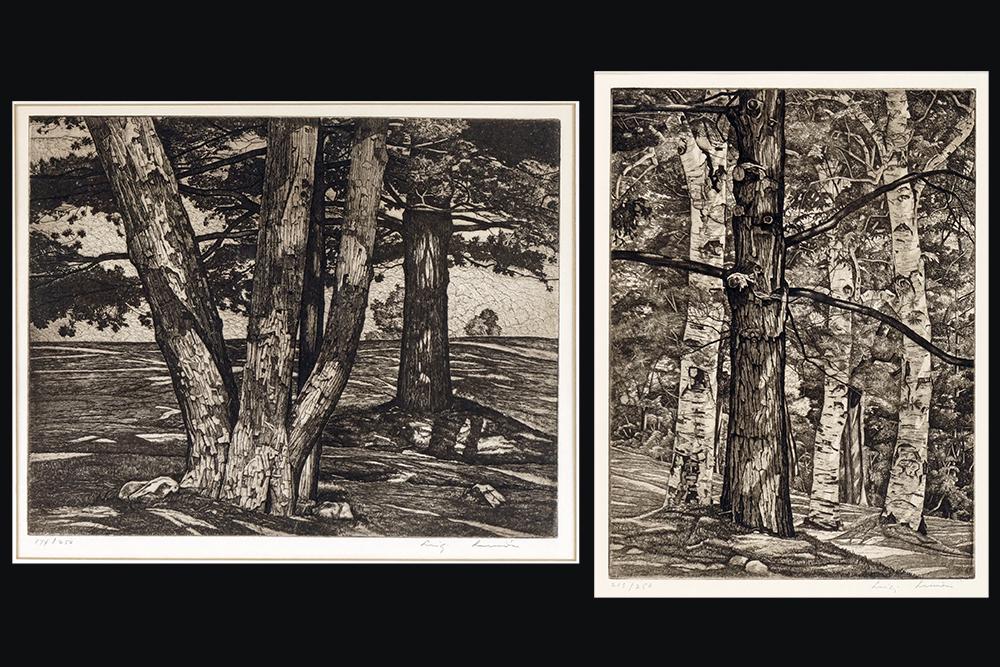 Luigi Lucioni (American, 1900-1988) Two Works.: Luigi Lucioni (American, 1900-1988) Two Works. Including 'Design on Trees' and 'Three Portraits', etchings published by Associated American Artists, each pencil signed lower right and numbered from ed