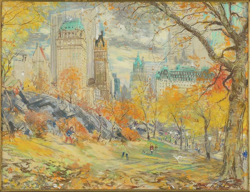 Kamil Kubik (Czech-American, 1930-2011) Central Park,: Kamil Kubik (Czech-American, 1930-2011) Central Park, New York. Pastel, signed lower right and dated '71 20" x 25 1/2" Frame: 27" x 32 3/4"