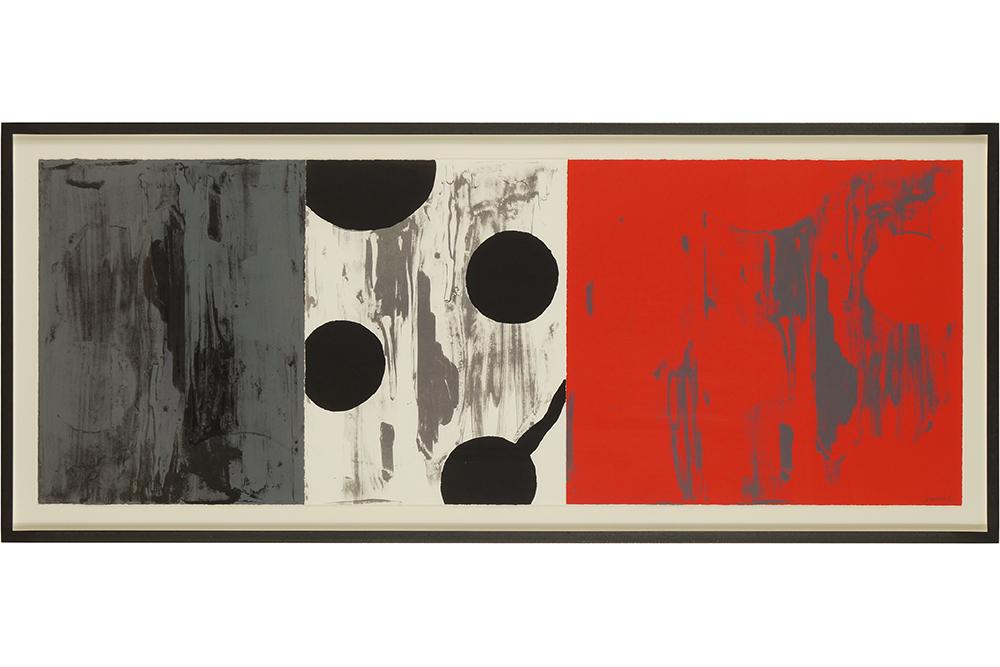 John L. Moore (American, Contemporary) Phil's Team.: John L. Moore (American, Contemporary) Phil's Team. Color lithograph with silkscreen, 2008, pencil signed lower right and numbered 14/25 18 1/4" x 50 1/4" Frame: 22 1/2" x 54 1/4"