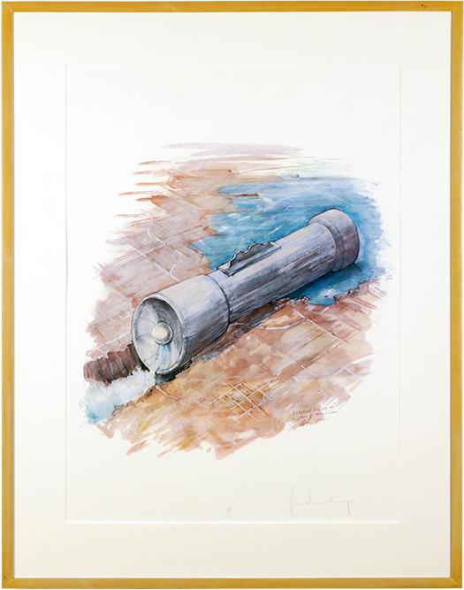 Claes Oldenburg (Dutch-American, B. 1929) Colossal: Claes Oldenburg (Dutch-American, B. 1929) Colossal Flashlight in Place of Hoover Dam. Color offset lithograph, 1982, pencil signed lower right and numbered 88/100. Ref: Axom & Platzker 177. Provenance
