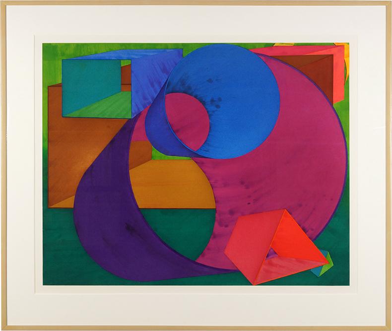 Al Held (American, 1928-2005) Indigo.: Al Held (American, 1928-2005) Indigo. Color aquatint, 1990, pencil signed en verso, numbered 15/50, and dated '90. Provenance: Viart Corporation, NY 35 1/4" x 44 3/4" Frame: 48" x 56 3/4"