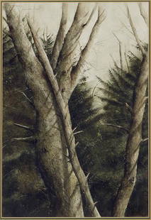 Nicholas Berger (American, B. 1949) Jericho Hill.: Nicholas Berger (American, B. 1949) Jericho Hill. Watercolor, signed upper left, dated '76, and titled. Provenance: Mongerson Gallery, Chicago 19 1/4" x 13 1/4" Frame: 26 3/4" x 20 1/2"