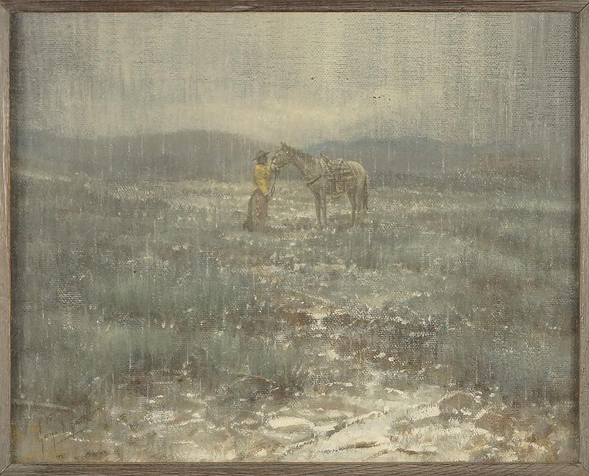 George D. Smith (American, B. 1944) Upper Sage.: George D. Smith (American, B. 1944) Upper Sage. Oil on canvas, signed lower left and dated '75; also signed and titled on the stretcher; signed on the frame 8" x 10" Frame: 16 3/4" x 18 3/4"