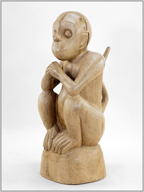 Artist Unknown (20th Century) Seated Monkey.: Artist Unknown (20th Century) Seated Monkey. Carved and painted wood, unsigned Height: 25 1/2"