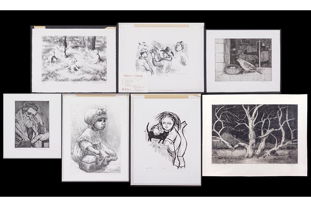 A Collection of Prints.: A Collection of Prints. Including lithographs by Lawrence Beall Smith, Boardman Robinson, Fanny Rabel, Frank Kleinholz, an aquatint by Joseph Margulies, all AAA publications, each pencil signed lower