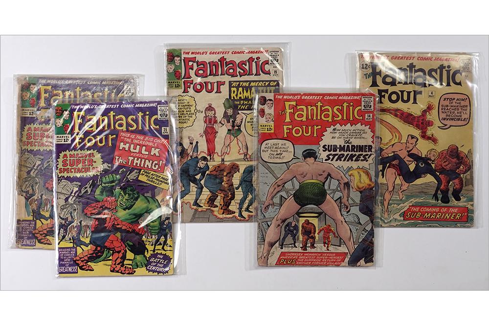 Marvel Fantastic Four Silver Age Comic Books.: Marvel Fantastic Four Silver Age Comic Books. Consisting of issues #4, 14, 18, 25 & 25