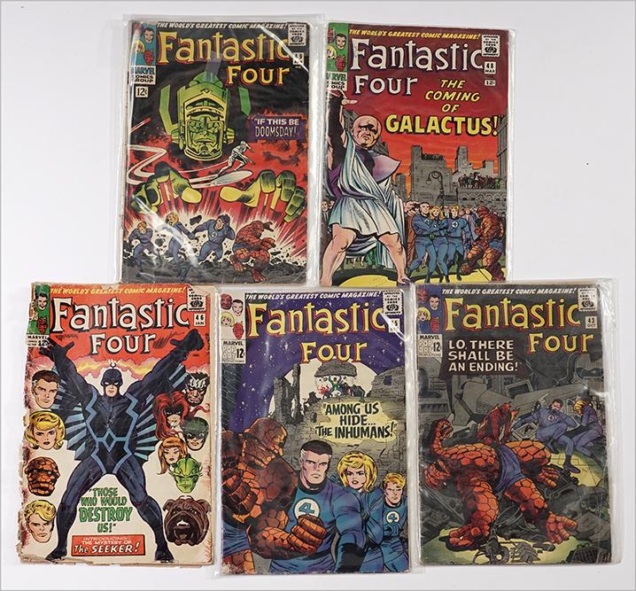 Marvel Fantastic Four Silver Age Comic Books.: Marvel Fantastic Four Silver Age Comic Books. Consisting of issues 43, 45, 46, 48 & 49