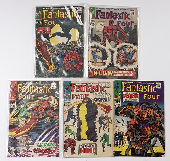 Marvel Fantastic Four Silver Age Comic Books.: Marvel Fantastic Four Silver Age Comic Books. Consisting of issues #53, 56, 63, 67 & 68