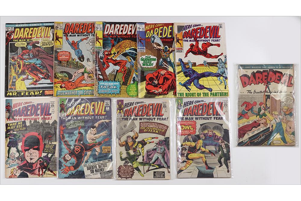 Marvel DareDevil Silver Age Comic Books.: Marvel DareDevil Silver Age Comic Books. Consisting of issues #3, 6, 7, 9, 52, 63, 72, 77 & 91. Together with Golden Age comic by PDC, DareDevil #30