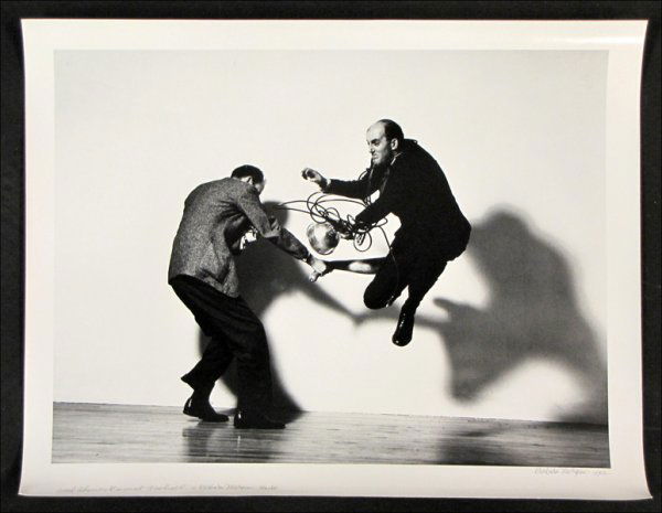 BARBARA MORGAN (AMERICAN 1900-1992) ANSEL ADAMS: BARBARA MORGAN (AMERICAN 1900-1992) ANSEL ADAMS AND BEAUMONT NEWHALL IN BARBARA MORGAN STUDIO. Gelatin silver print, 1942, printed in 1980; Signed, dated and titled in ink in the lower margin; Signed,
