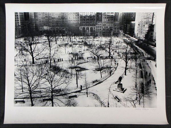 BARBARA MORGAN (AMERICAN 1900-1992) MADISON SQU: BARBARA MORGAN (AMERICAN 1900-1992) MADISON SQUARE-WINTER-NEW YORK. Gelatin silver print, 1940, printed in 1983; Signed, dated and titled in ink in the lower margin; Additionally signed, dated and tit