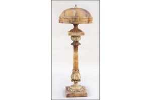 CARVED SOAPSTONE TABLE LAMP.