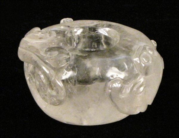 CHINESE CARVED ROCK CRYSTAL BRUSH WASHER.: CHINESE CARVED ROCK CRYSTAL BRUSH WASHER. 19th century 2"x3.5"