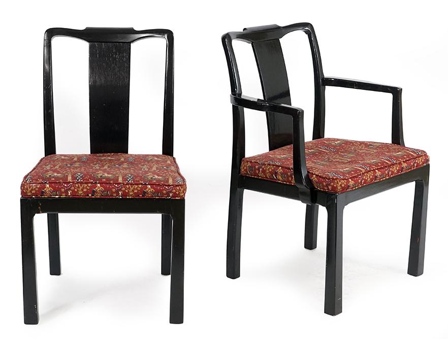 A Set of Six Ebonized Wood Dining Chairs. (1 of 1)