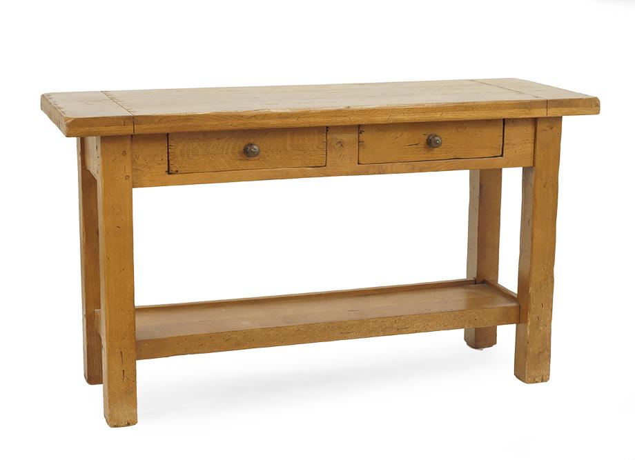 An Oak Two Drawer Table. (1 of 1)